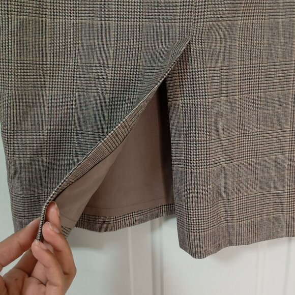 J.Crew Womens Wool Plaid Pencil Skirt Size 6 Brown Office - Picture 4 of 8